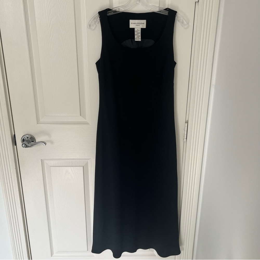 VINTAGE EVAN-PICONE Elegant Formal Black Sleeveless Floor Length Dress | Size 6